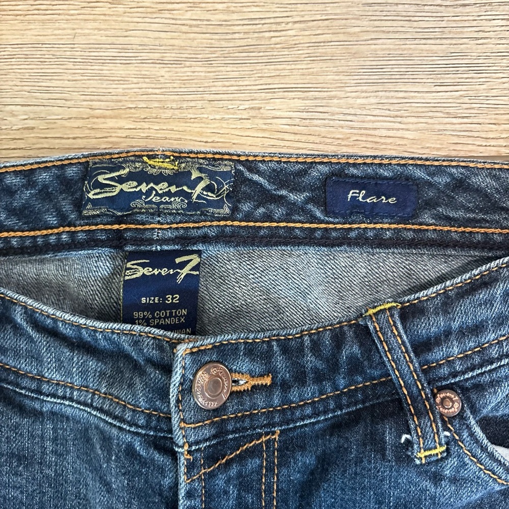 Seven7 Blue Flare Jeans - Picture 2 of 5
